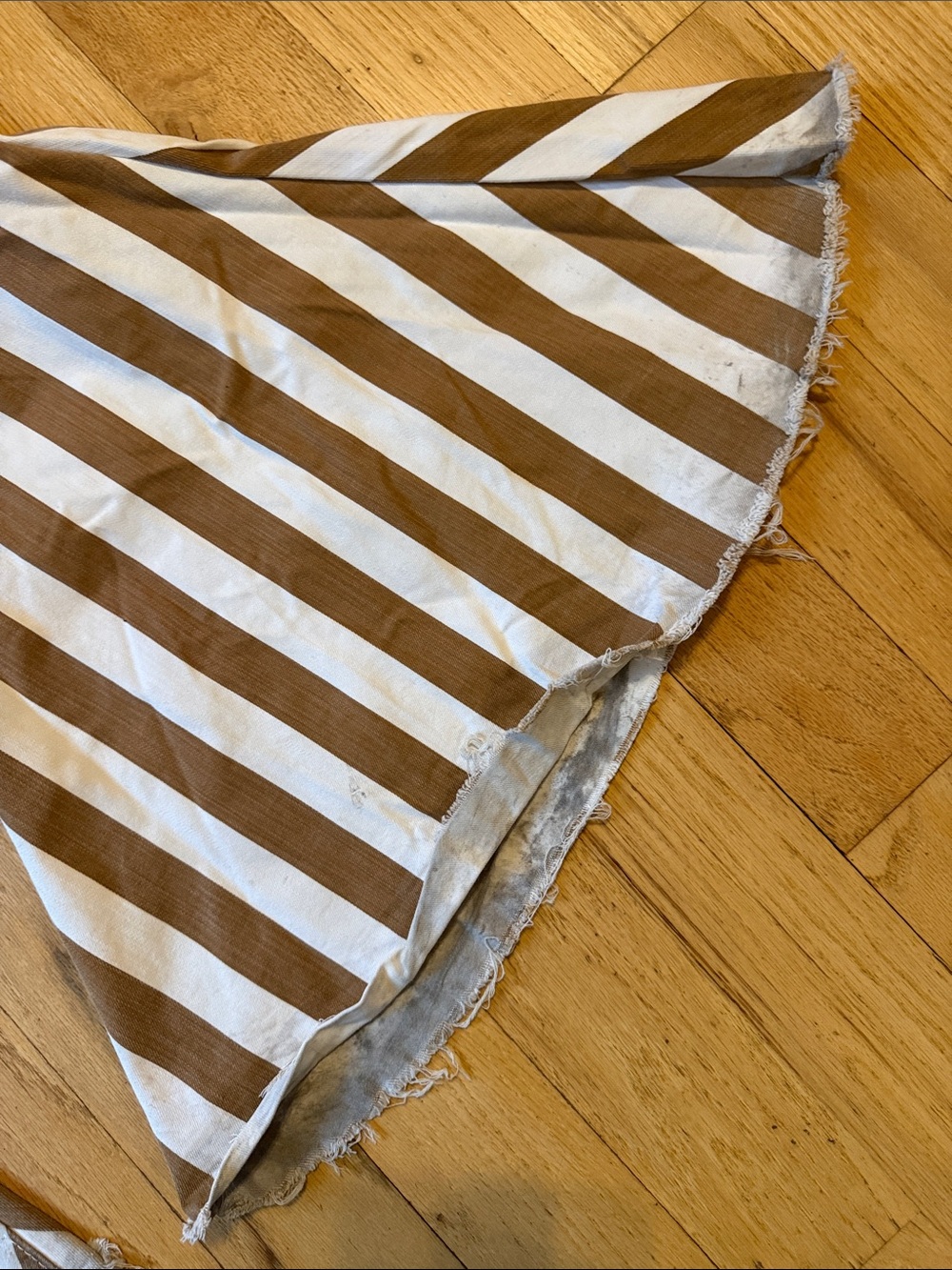 Woman’s Striped Bell-Bottom Pants in Brown and White - Picture 5 of 6